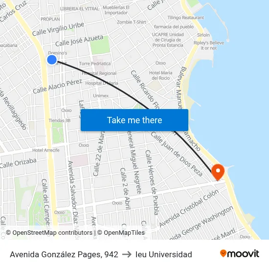 Avenida González Pages, 942 to Ieu Universidad map