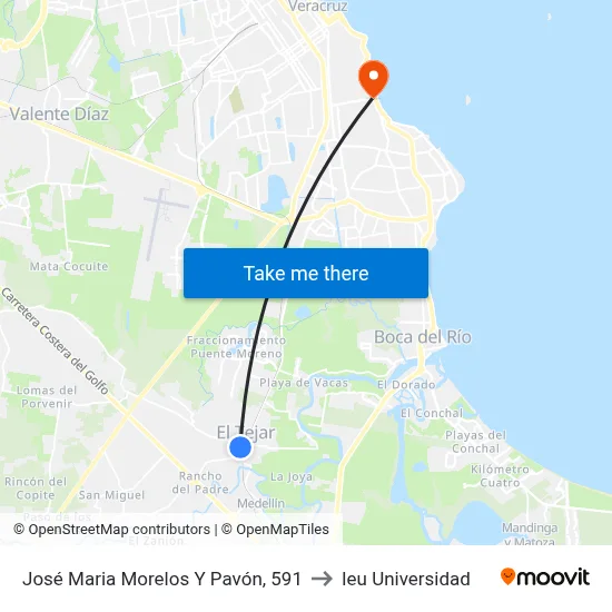 José Maria Morelos Y Pavón, 591 to Ieu Universidad map