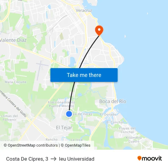 Costa De Cipres, 3 to Ieu Universidad map
