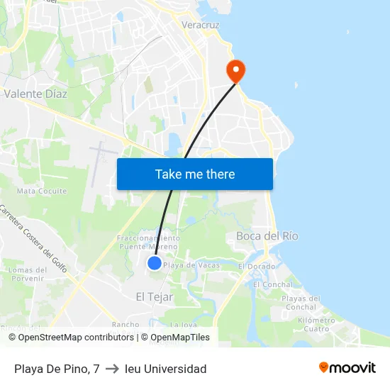 Playa De Pino, 7 to Ieu Universidad map