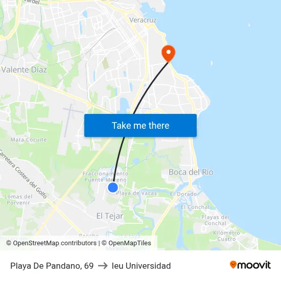 Playa De Pandano, 69 to Ieu Universidad map
