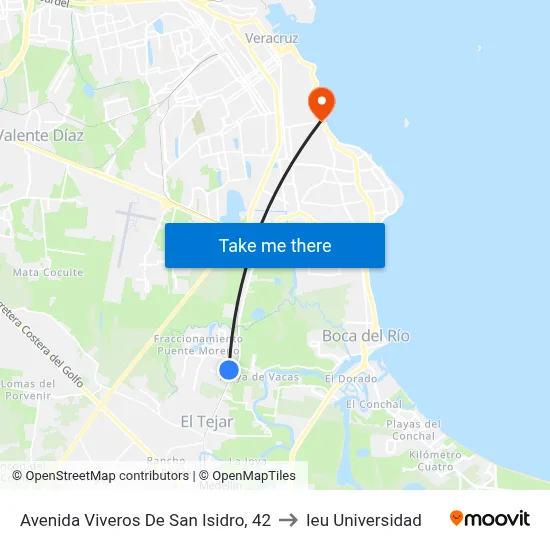 Avenida Viveros De San Isidro, 42 to Ieu Universidad map