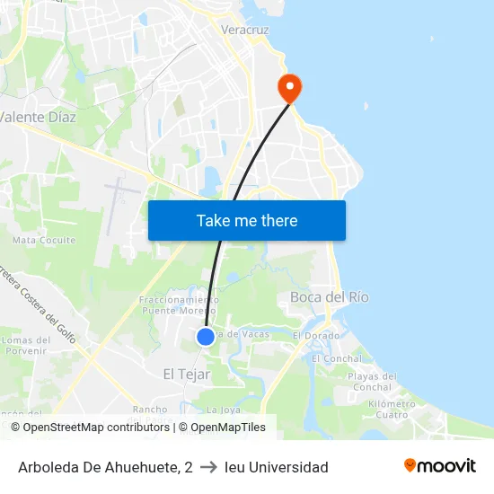 Arboleda De Ahuehuete, 2 to Ieu Universidad map