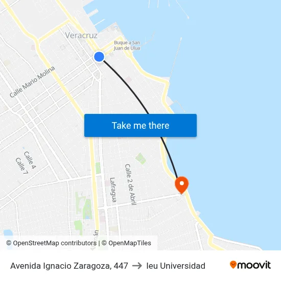 Avenida Ignacio Zaragoza, 447 to Ieu Universidad map
