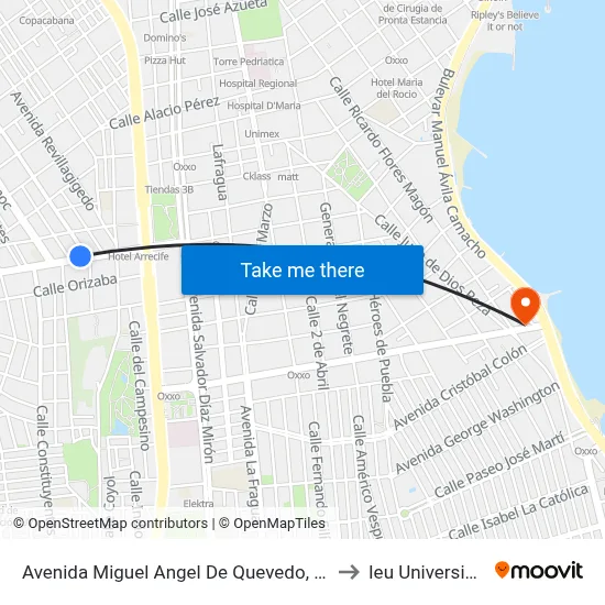 Avenida Miguel Angel De Quevedo, 6268 to Ieu Universidad map