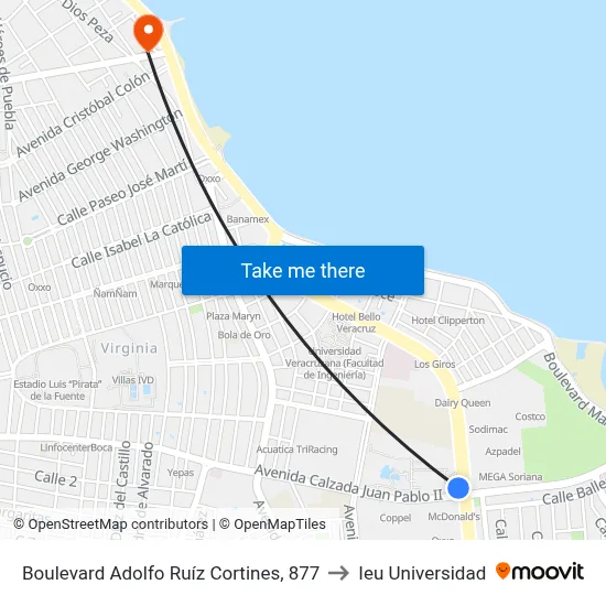 Boulevard Adolfo Ruíz Cortines, 877 to Ieu Universidad map