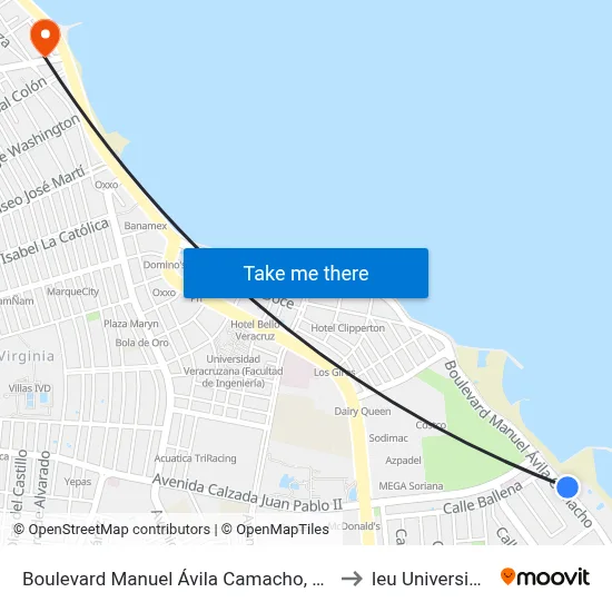 Boulevard Manuel Ávila Camacho, 2372 to Ieu Universidad map