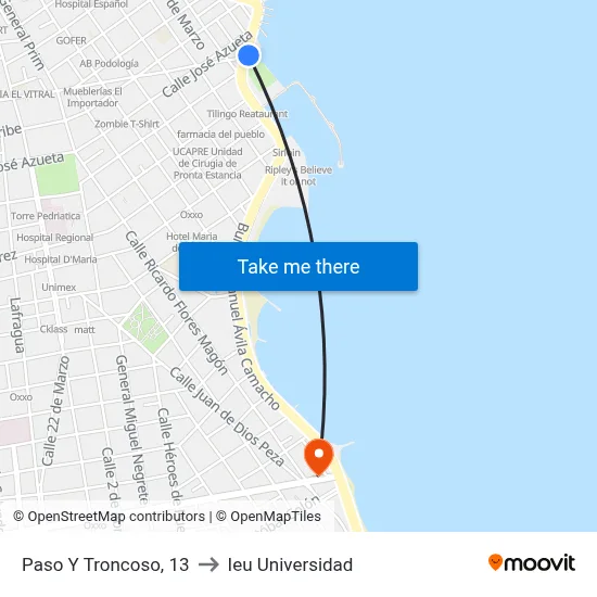 Paso Y Troncoso, 13 to Ieu Universidad map