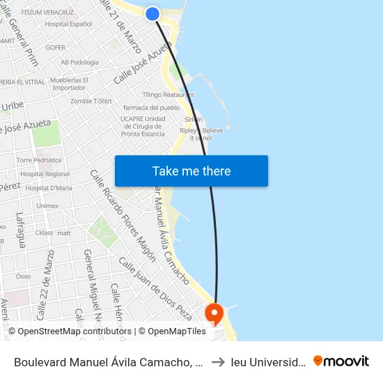 Boulevard Manuel Ávila Camacho, 801 to Ieu Universidad map