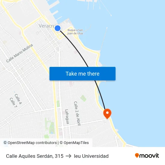 Calle Aquiles Serdán, 315 to Ieu Universidad map