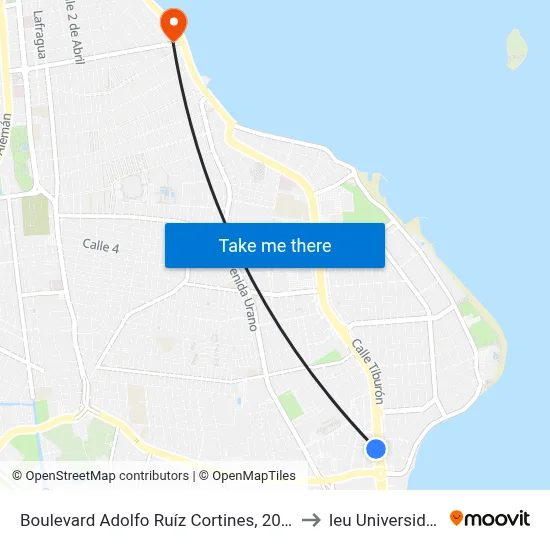 Boulevard Adolfo Ruíz Cortines, 2049 to Ieu Universidad map