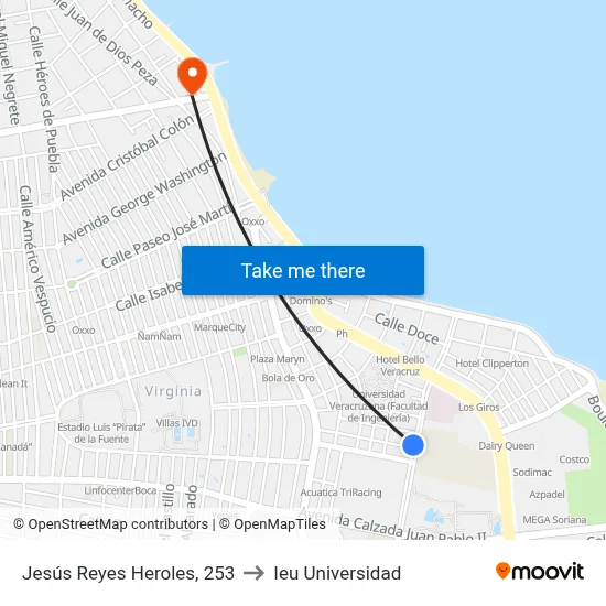 Jesús Reyes Heroles, 253 to Ieu Universidad map