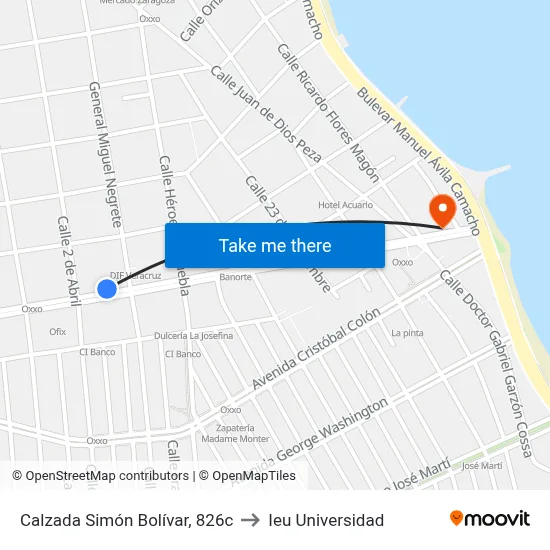 Calzada Simón Bolívar, 826c to Ieu Universidad map
