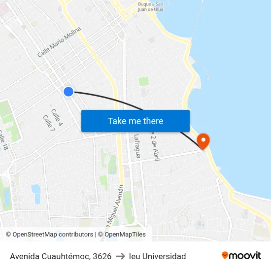 Avenida Cuauhtémoc, 3626 to Ieu Universidad map