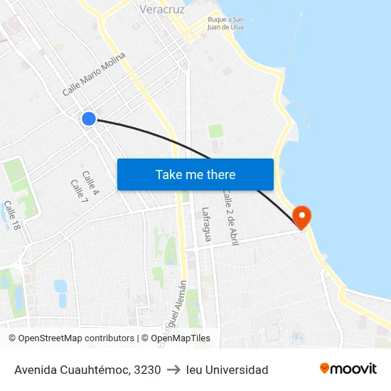 Avenida Cuauhtémoc, 3230 to Ieu Universidad map
