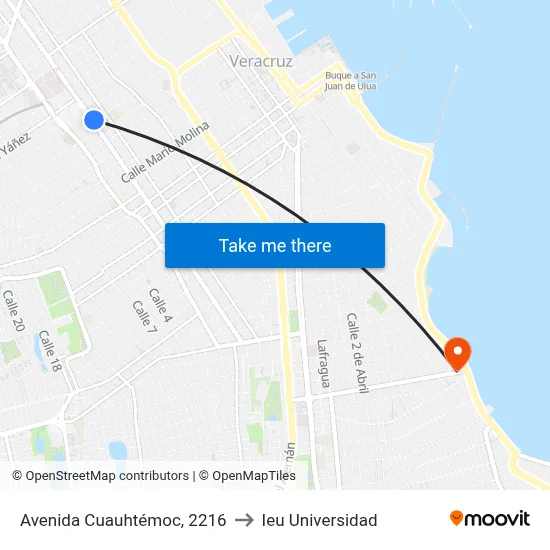 Avenida Cuauhtémoc, 2216 to Ieu Universidad map