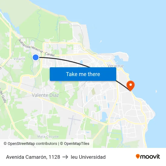 Avenida Camarón, 1128 to Ieu Universidad map
