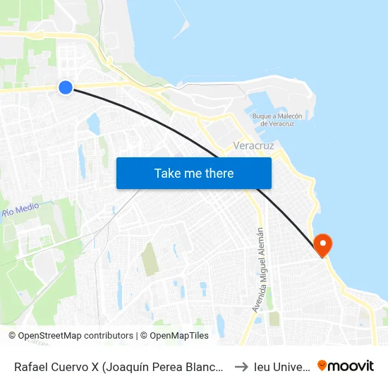 Rafael Cuervo X (Joaquín Perea Blanco - Costa De Marfil) to Ieu Universidad map