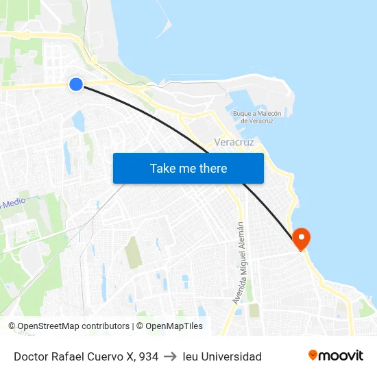 Doctor Rafael Cuervo X, 934 to Ieu Universidad map
