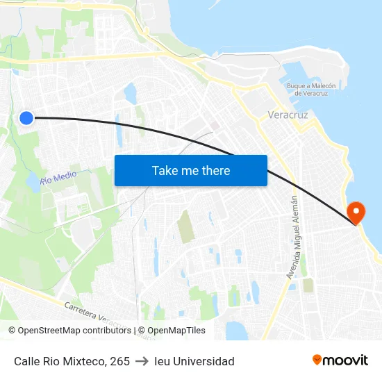 Calle Rio Mixteco, 265 to Ieu Universidad map