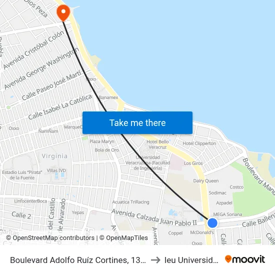 Boulevard Adolfo Ruíz Cortines, 1350 to Ieu Universidad map