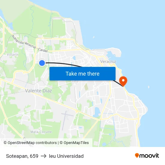 Soteapan, 659 to Ieu Universidad map