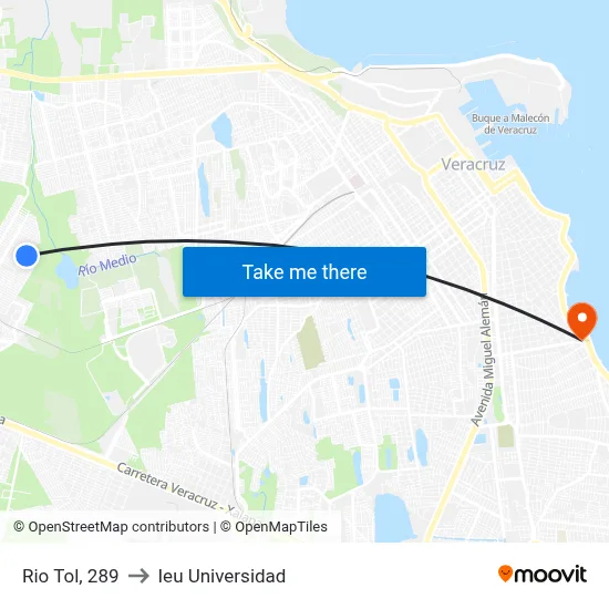 Rio Tol, 289 to Ieu Universidad map