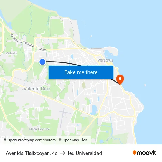 Avenida Tlalixcoyan, 4c to Ieu Universidad map