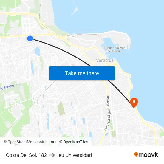 Costa Del Sol, 182 to Ieu Universidad map