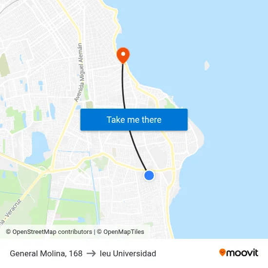 General Molina, 168 to Ieu Universidad map