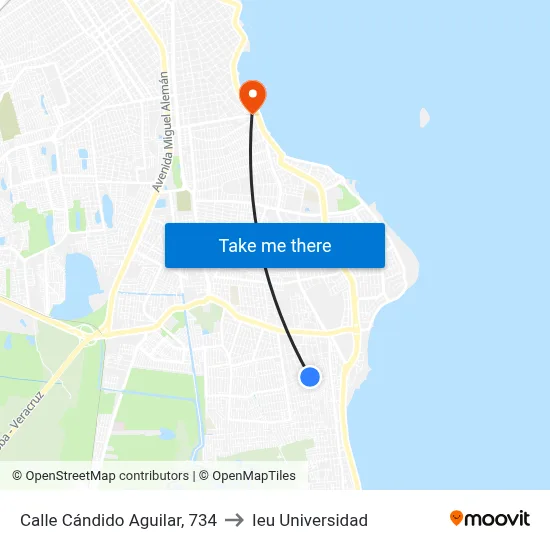 Calle Cándido Aguilar, 734 to Ieu Universidad map