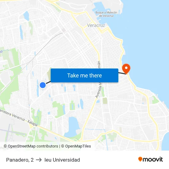 Panadero, 2 to Ieu Universidad map