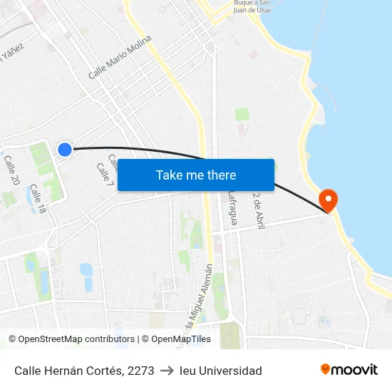 Calle Hernán Cortés, 2273 to Ieu Universidad map
