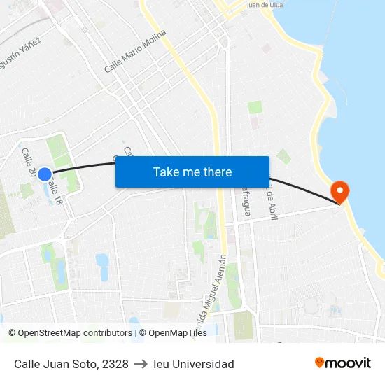 Calle Juan Soto, 2328 to Ieu Universidad map
