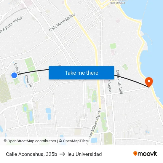 Calle Aconcahua, 325b to Ieu Universidad map