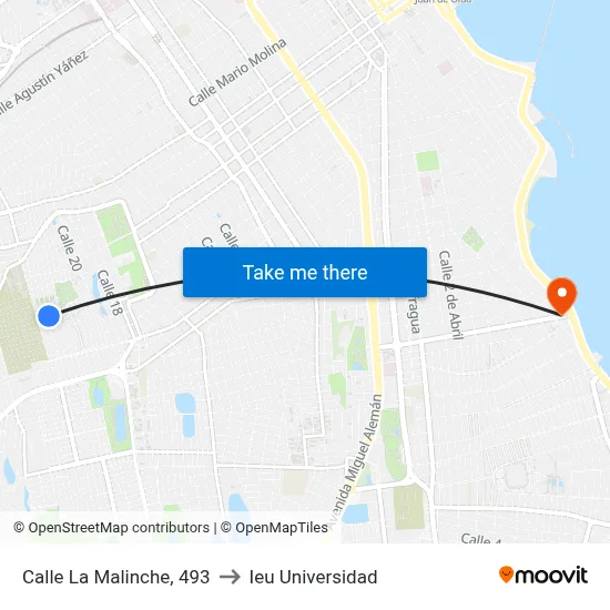 Calle La Malinche, 493 to Ieu Universidad map