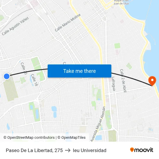 Paseo De La Libertad, 275 to Ieu Universidad map