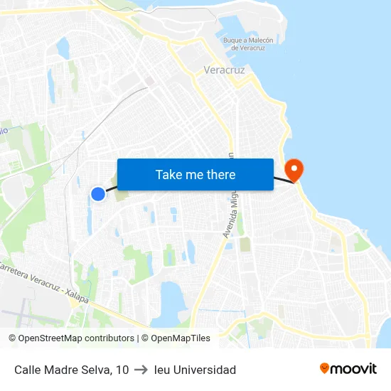 Calle Madre Selva, 10 to Ieu Universidad map