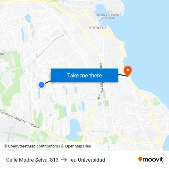 Calle Madre Selva, 813 to Ieu Universidad map