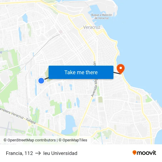 Francia, 112 to Ieu Universidad map