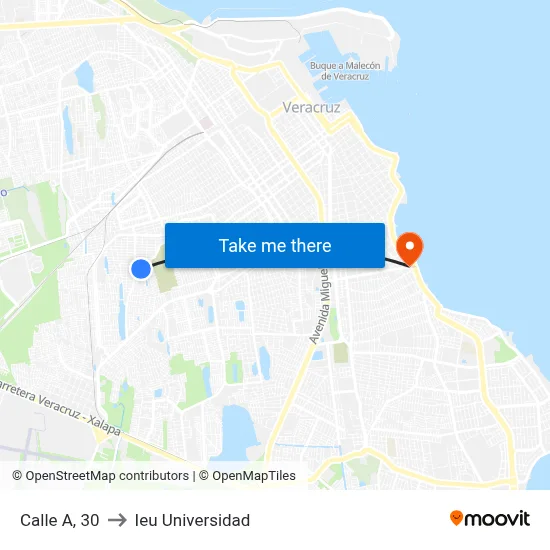Calle A, 30 to Ieu Universidad map