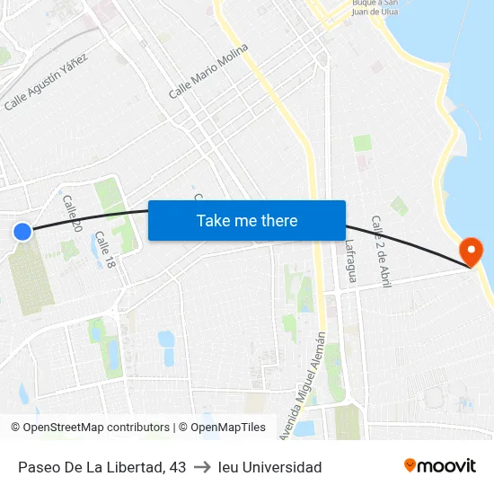 Paseo De La Libertad, 43 to Ieu Universidad map