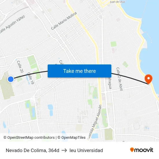 Nevado De Colima, 364d to Ieu Universidad map