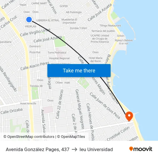 Avenida González Pages, 437 to Ieu Universidad map