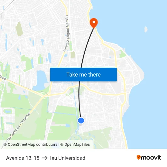 Avenida 13, 18 to Ieu Universidad map