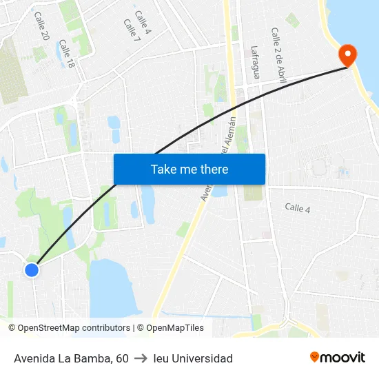 Avenida La Bamba, 60 to Ieu Universidad map