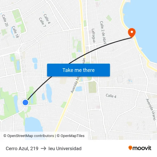 Cerro Azul, 219 to Ieu Universidad map