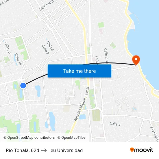 Río Tonalá, 62d to Ieu Universidad map
