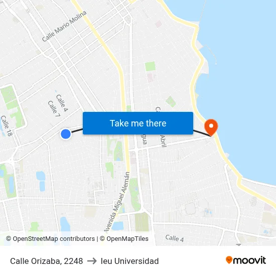 Calle Orizaba, 2248 to Ieu Universidad map
