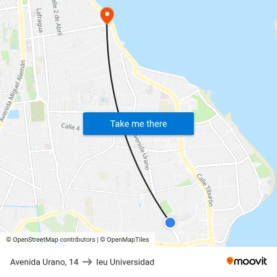 Avenida Urano, 14 to Ieu Universidad map